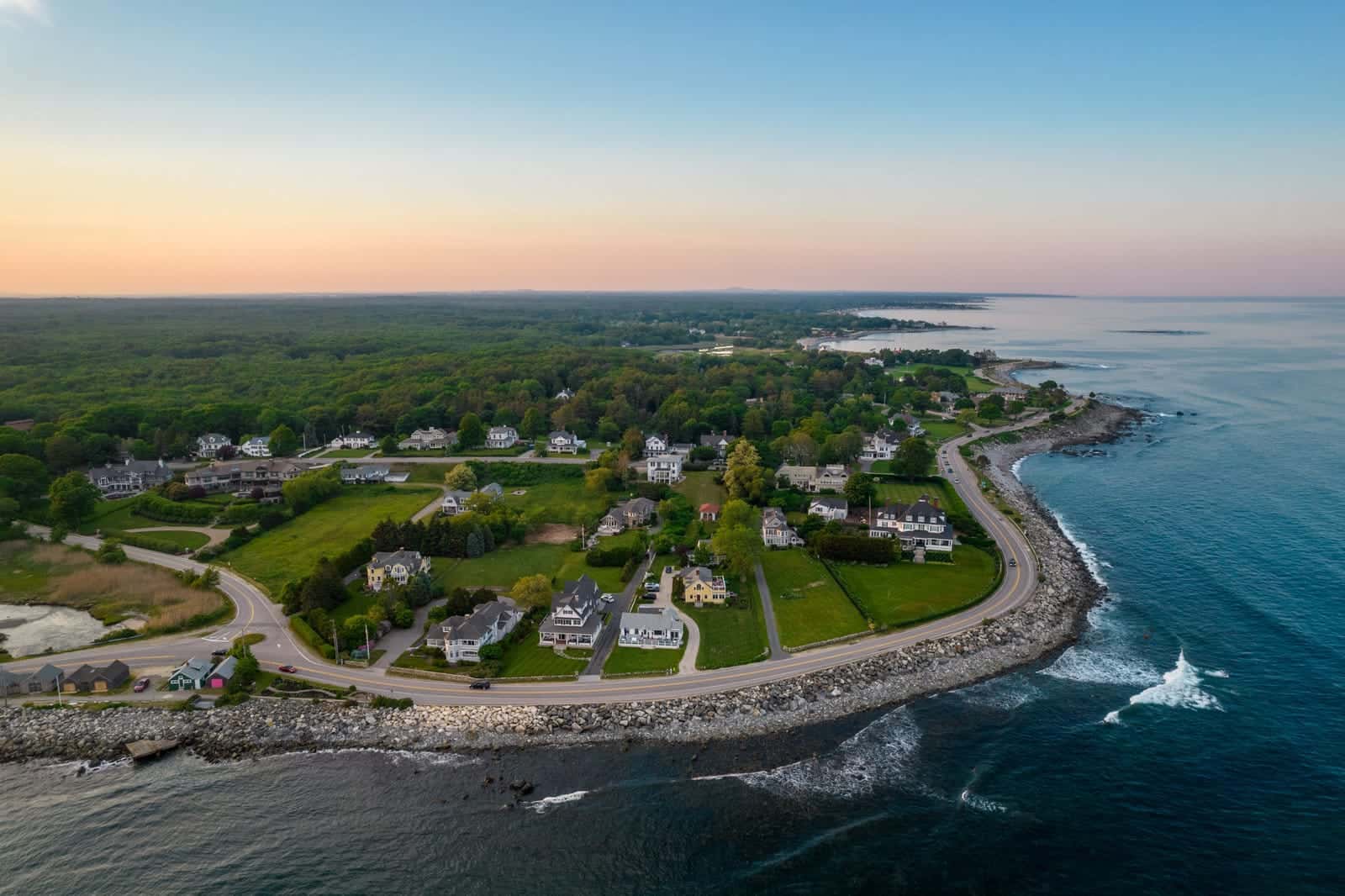 Aerial drone photo of a home in North Hampton, New Hampshire
